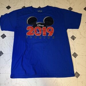 Disney 2019 Florida Mickey Mouse Graphic T Shirt Mens Large Blue